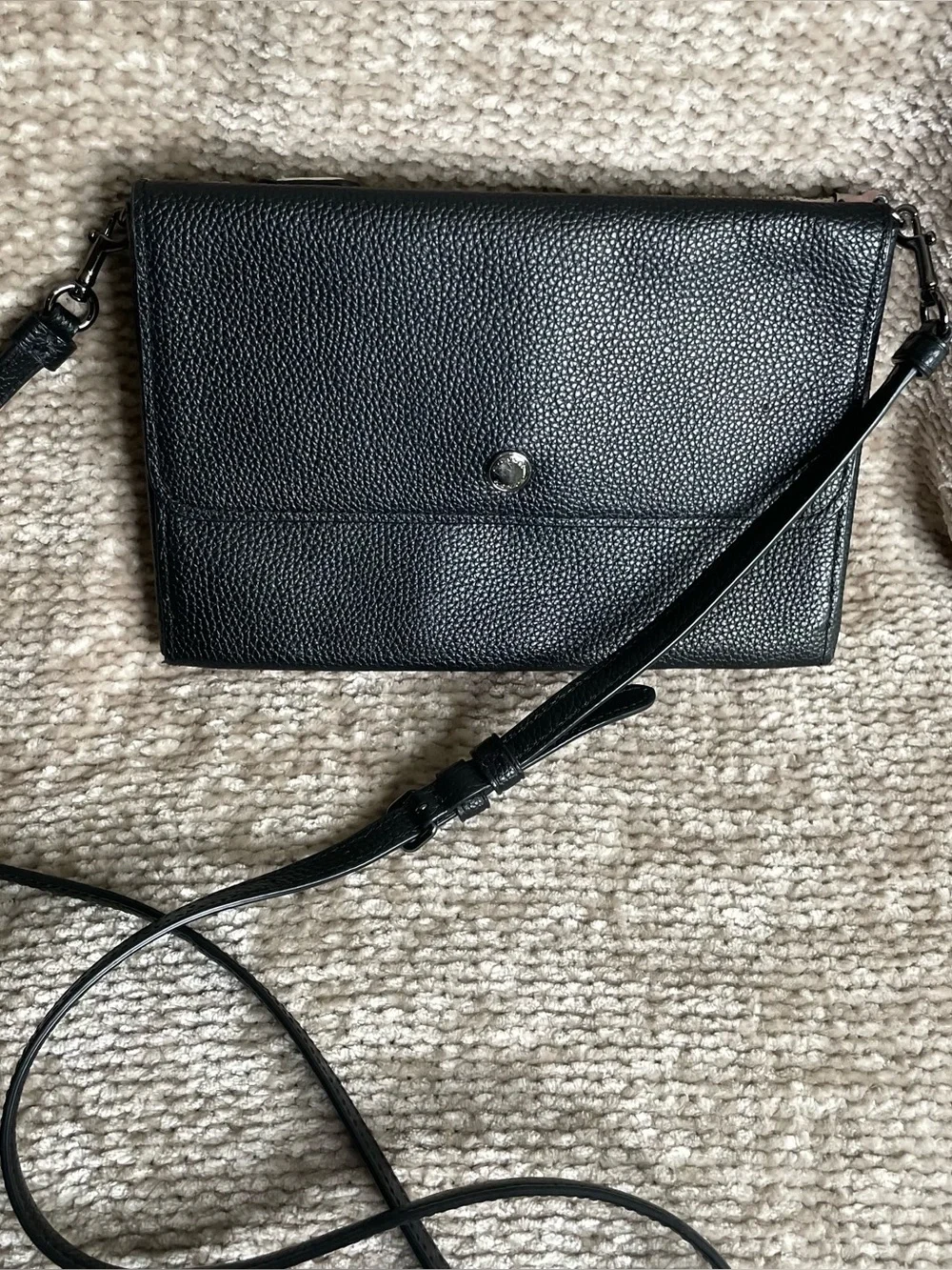Coach Triple Crossbody In Colorblock Pebbled Leather Black White Pink